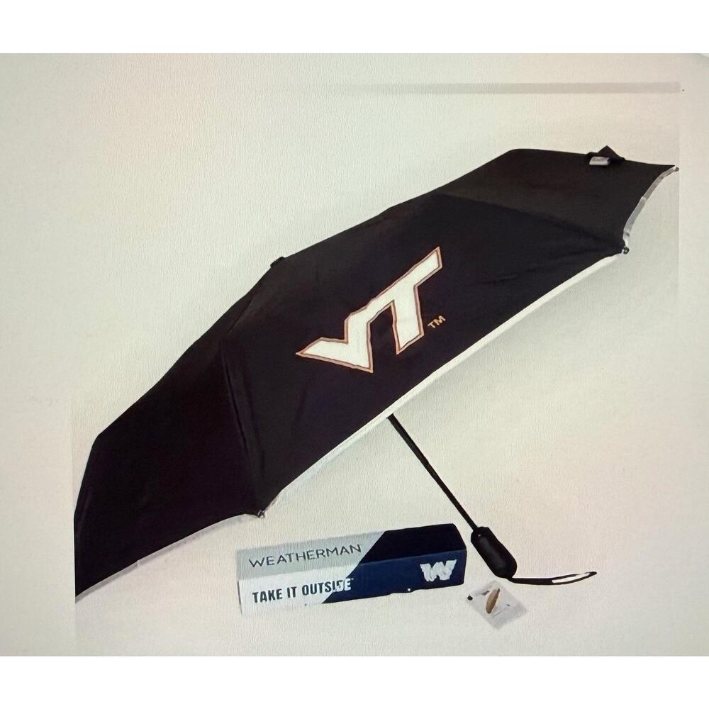 Virginia Tech Hokies Travel Umbrella Black NCAA Football Weatherman Compact